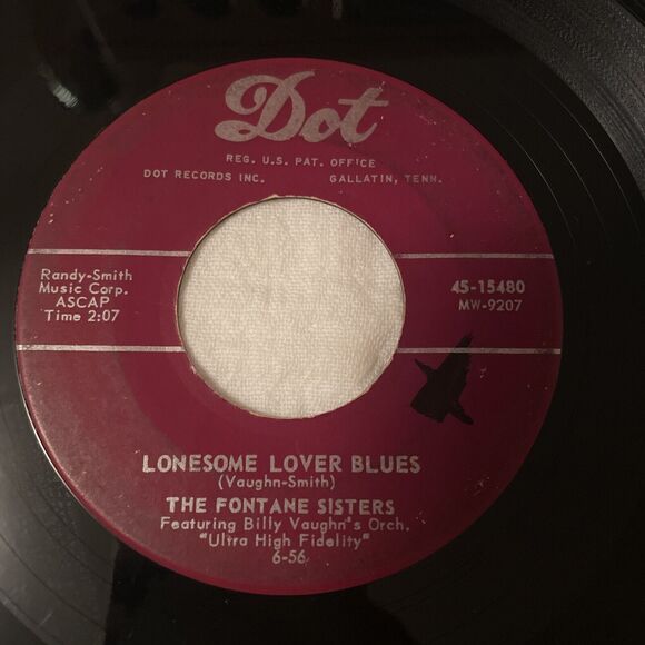 The Fontaine Sisters Voices/Lonesome Lover Blues 45RPM Dot Records 1956 - Picture 8 of 12